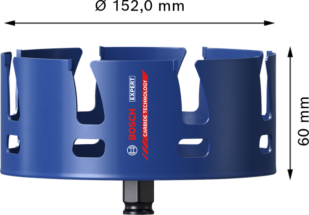 „Bosch EXPERT“ statybinių medžiagų „Power Change Plus“ skylių pjūklas, 152 mm.